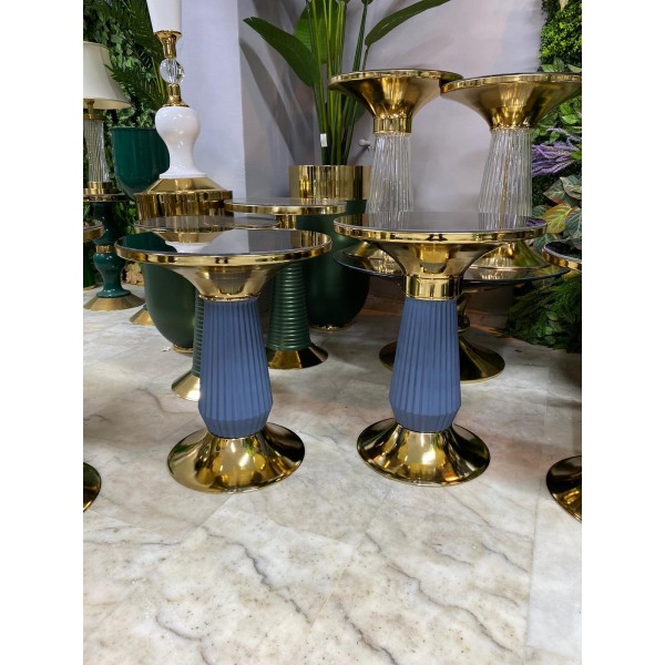 gri camlı gold  sehpa